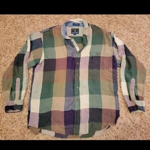 Vintage Chaps Ralph Lauren 90s Plaid/Colorblock Shirt 100% Cotton Flannel